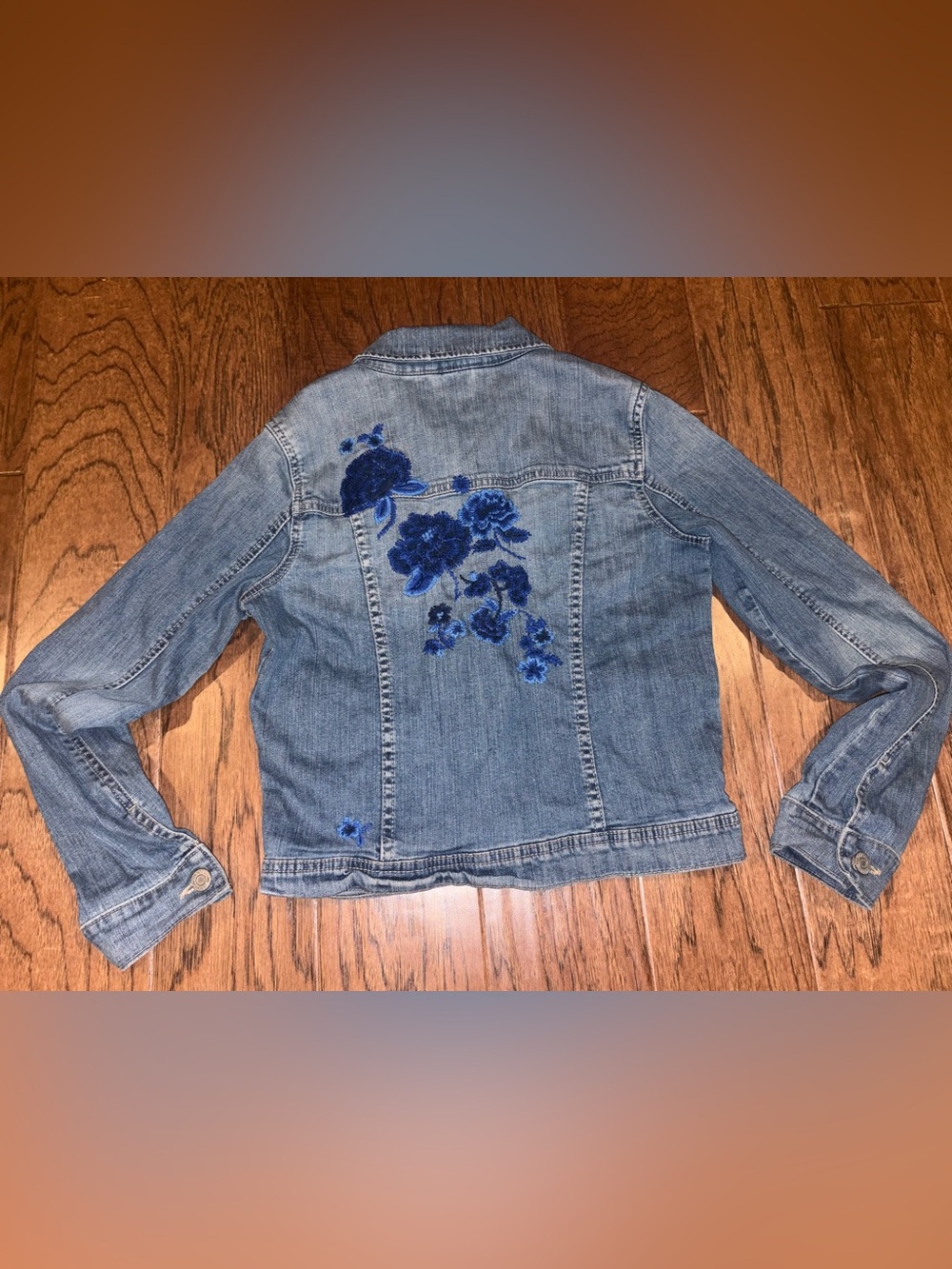 GAP Kids Floral Embroidered Denim Jacket Kids Size XXL